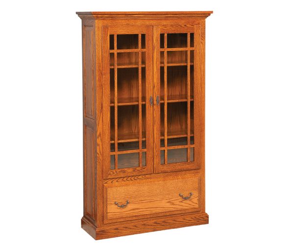 Raised Panel Bookcase with Doors and Drawer