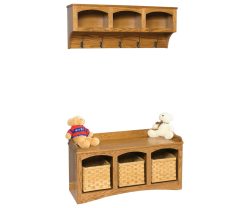 Mission Bench With Baskets