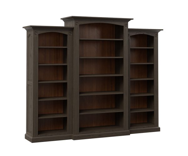 Three Piece Five Shelf Deluxe Bookcase