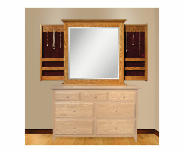 Dresser Mirror With Sliding Jewelry Wings