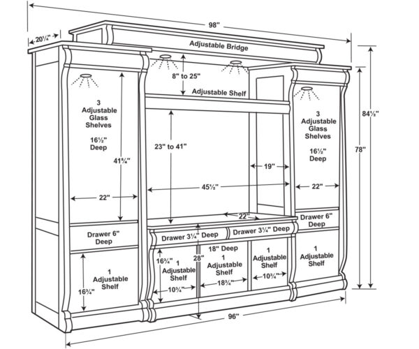 Old Classic Sleigh 6pc Wall Unit - Image 2